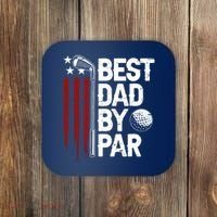 Golf Best Dad By Par Daddy Golfer American Flag Fathers Day Coaster thumb 0