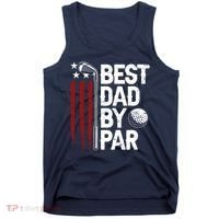 Golf Best Dad By Par Daddy Golfer American Flag Fathers Day Tank Top thumb 0