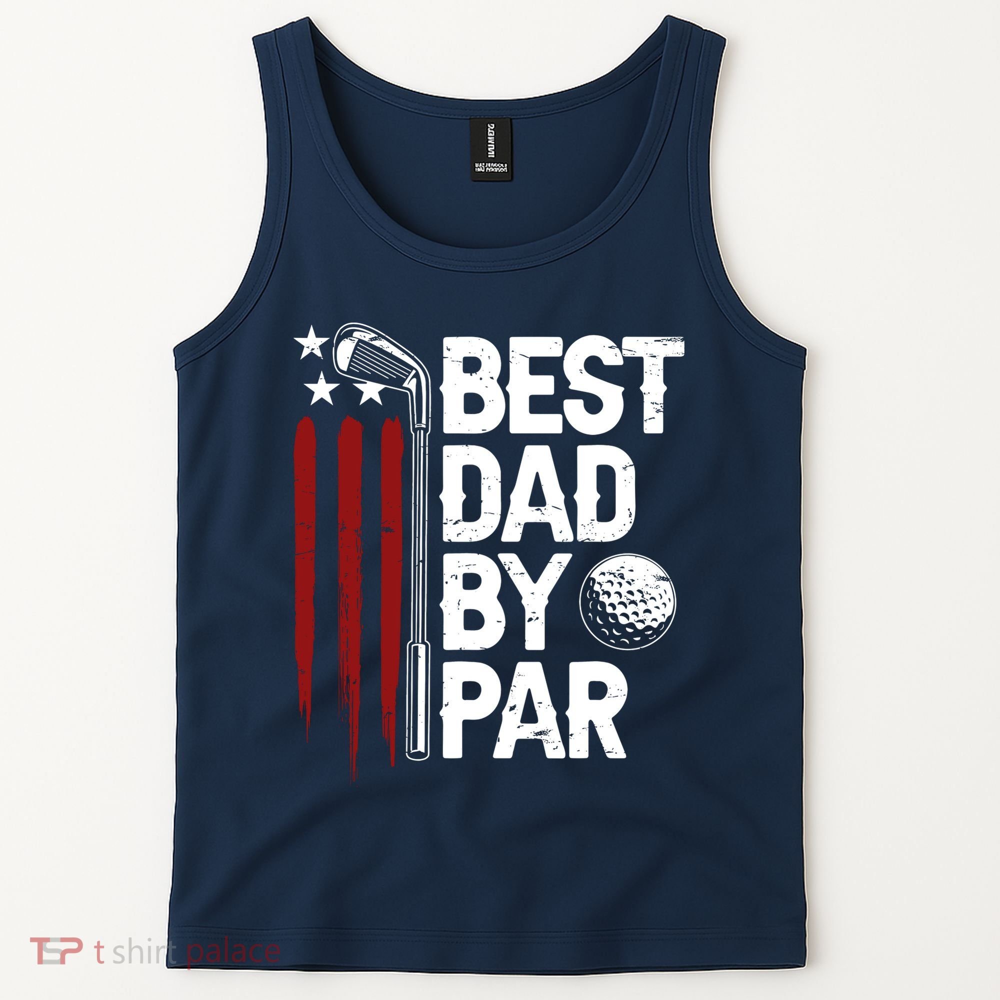 Golf Best Dad By Par Daddy Golfer American Flag Fathers Day Tank Top