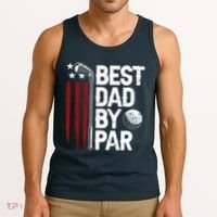 Golf Best Dad By Par Daddy Golfer American Flag Fathers Day Tank Top thumb 3