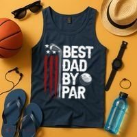 Golf Best Dad By Par Daddy Golfer American Flag Fathers Day Tank Top thumb 4
