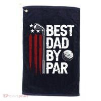 Golf Best Dad By Par Daddy Golfer American Flag Fathers Day Golf Towel thumb 0