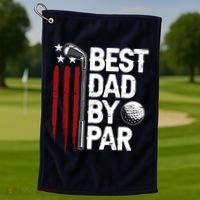 Golf Best Dad By Par Daddy Golfer American Flag Fathers Day Golf Towel thumb 1