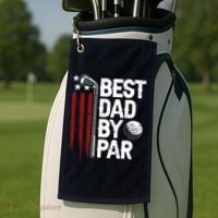 Golf Best Dad By Par Daddy Golfer American Flag Fathers Day Golf Towel thumb 2