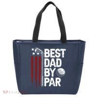 Golf Best Dad By Par Daddy Golfer American Flag Fathers Day Tote Bag thumb 0