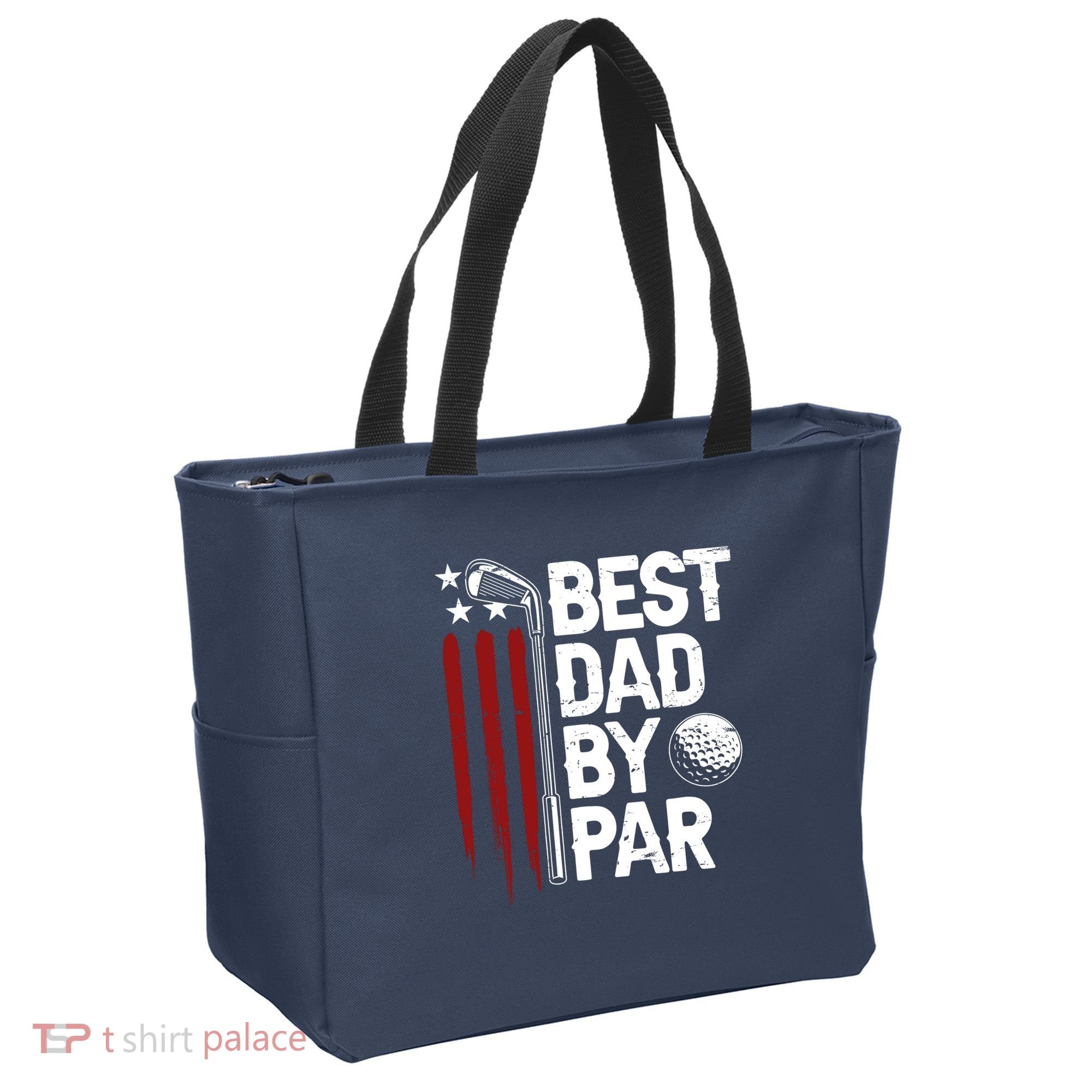 Golf Best Dad By Par Daddy Golfer American Flag Fathers Day Tote Bag
