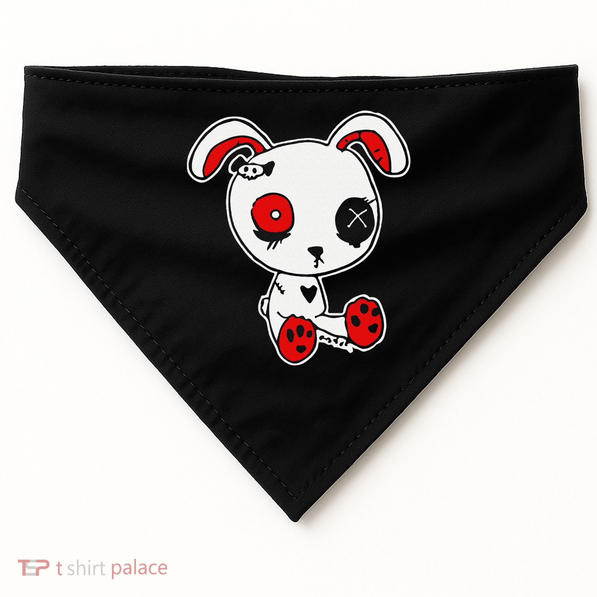 Goth Bunny Doll Lazy Halloween Costume Scary Creepy Gothic USA-Made Doggie Bandana