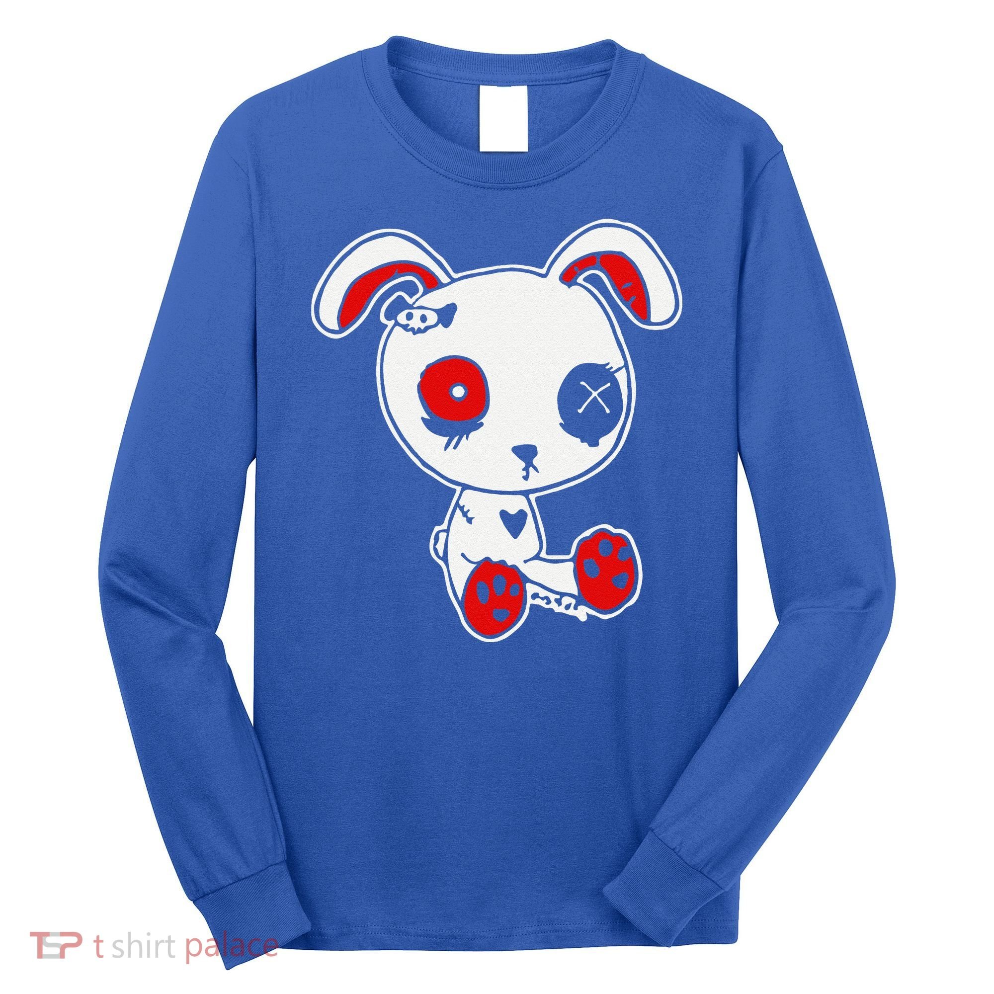 Goth Bunny Doll Lazy Halloween Costume Scary Creepy Gothic Long Sleeve Shirt