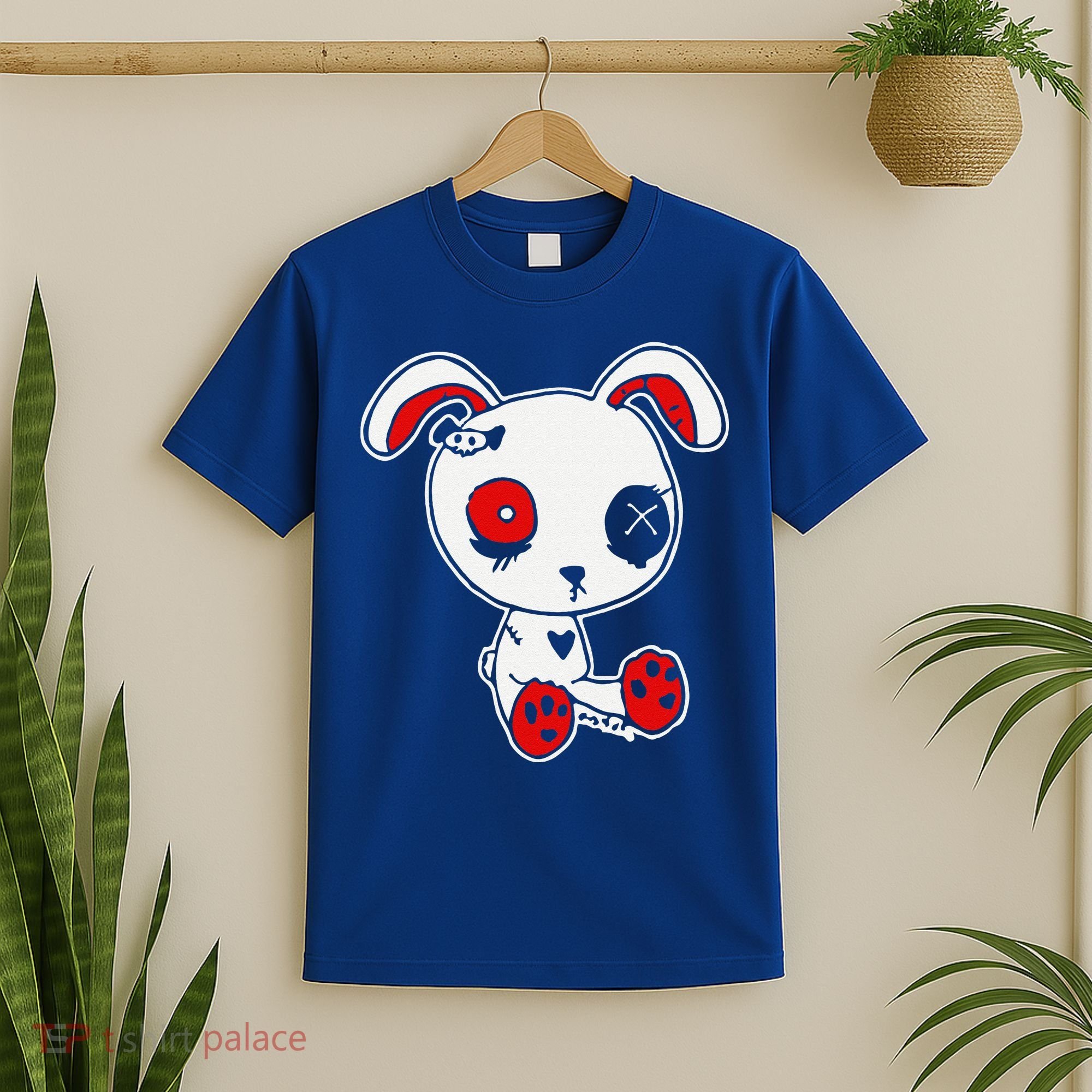 Goth Bunny Doll Lazy Halloween Costume Scary Creepy Gothic T-Shirt