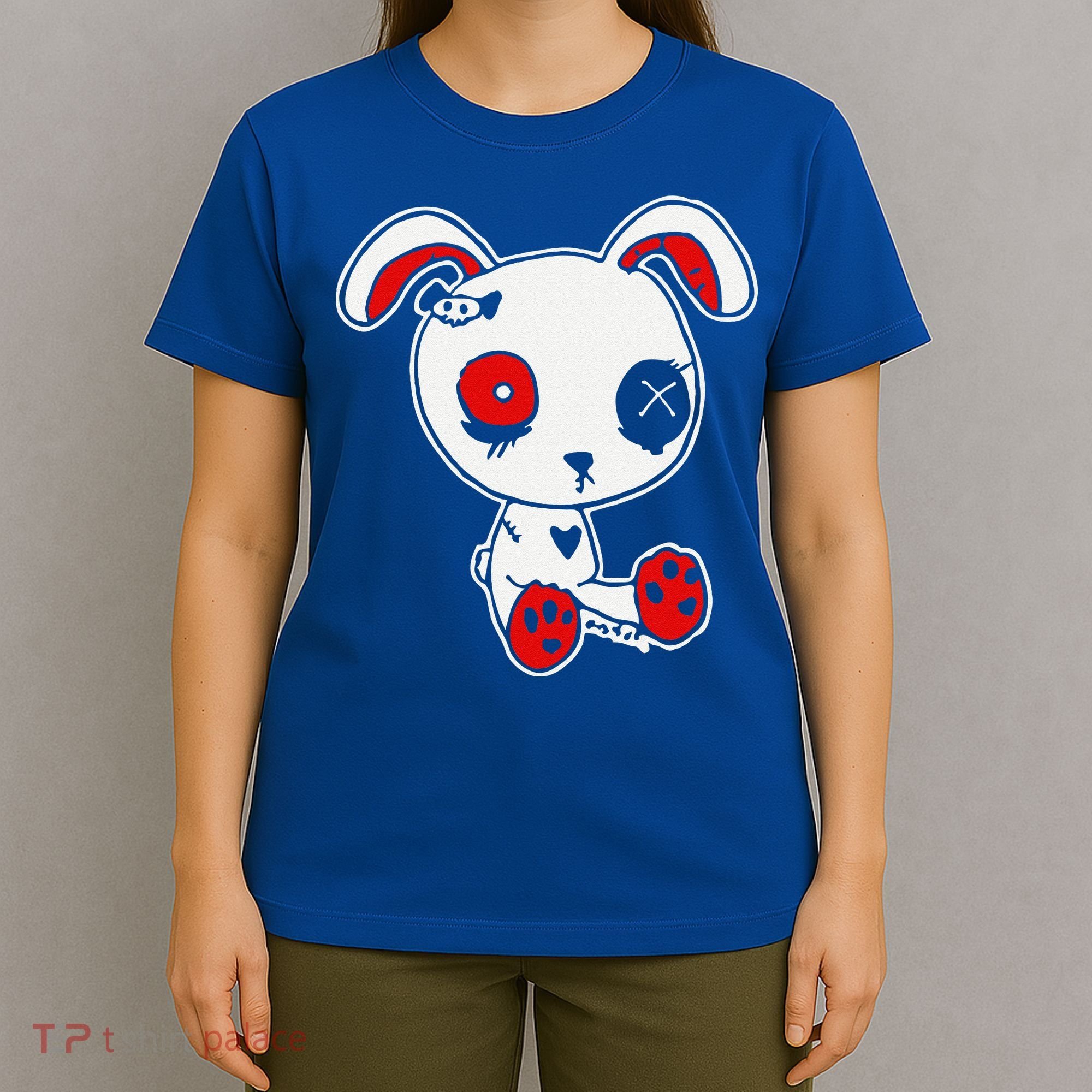 Goth Bunny Doll Lazy Halloween Costume Scary Creepy Gothic T-Shirt