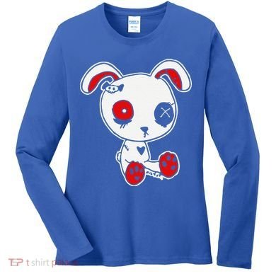 Goth Bunny Doll Lazy Halloween Costume Scary Creepy Gothic Women's Long Sleeve Shirt
