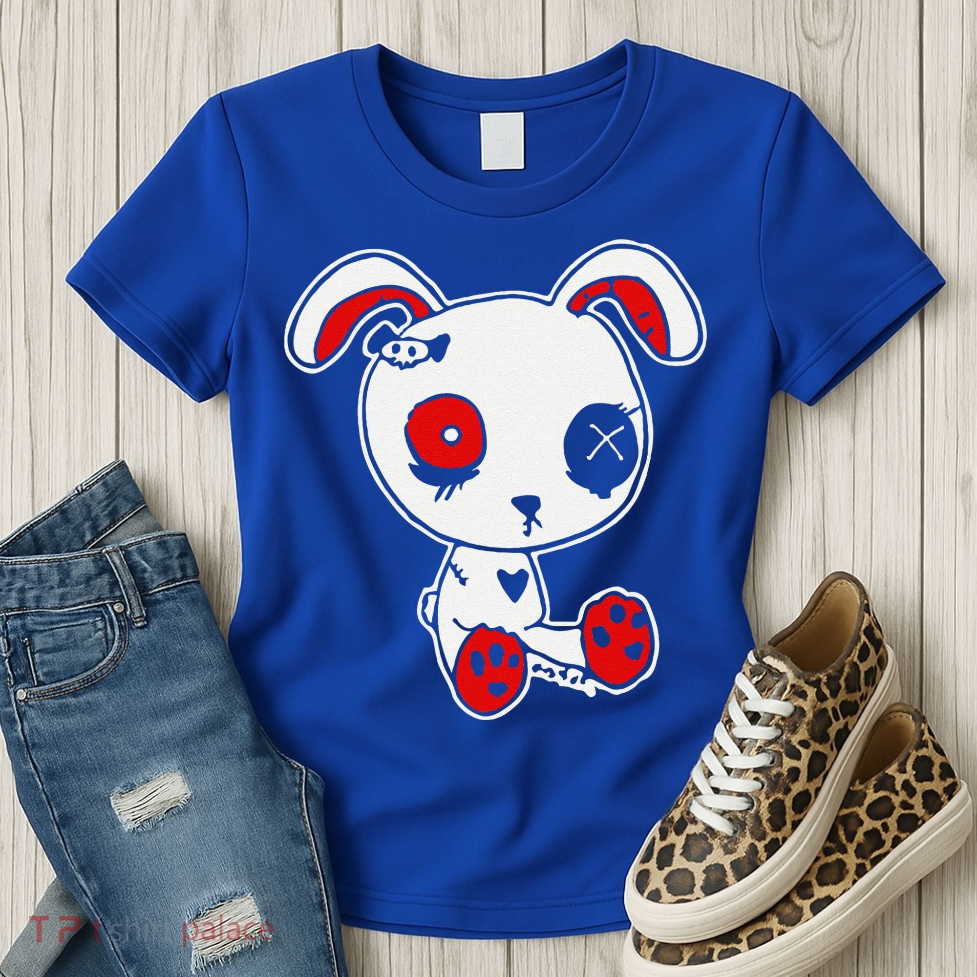 Goth Bunny Doll Lazy Halloween Costume Scary Creepy Gothic Women's T-Shirt