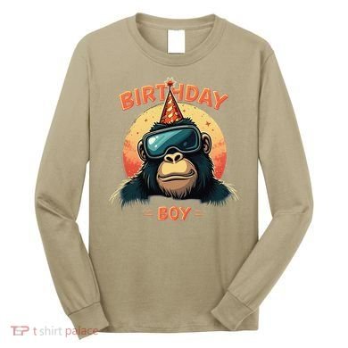 Gorilla Birthday Decorations Monkey Tag VR Gamer for Long Sleeve Shirt