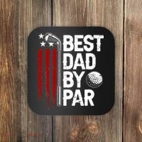 Golf Best Dad By Par Daddy Golfer American Flag Father's Day Coaster thumb 0