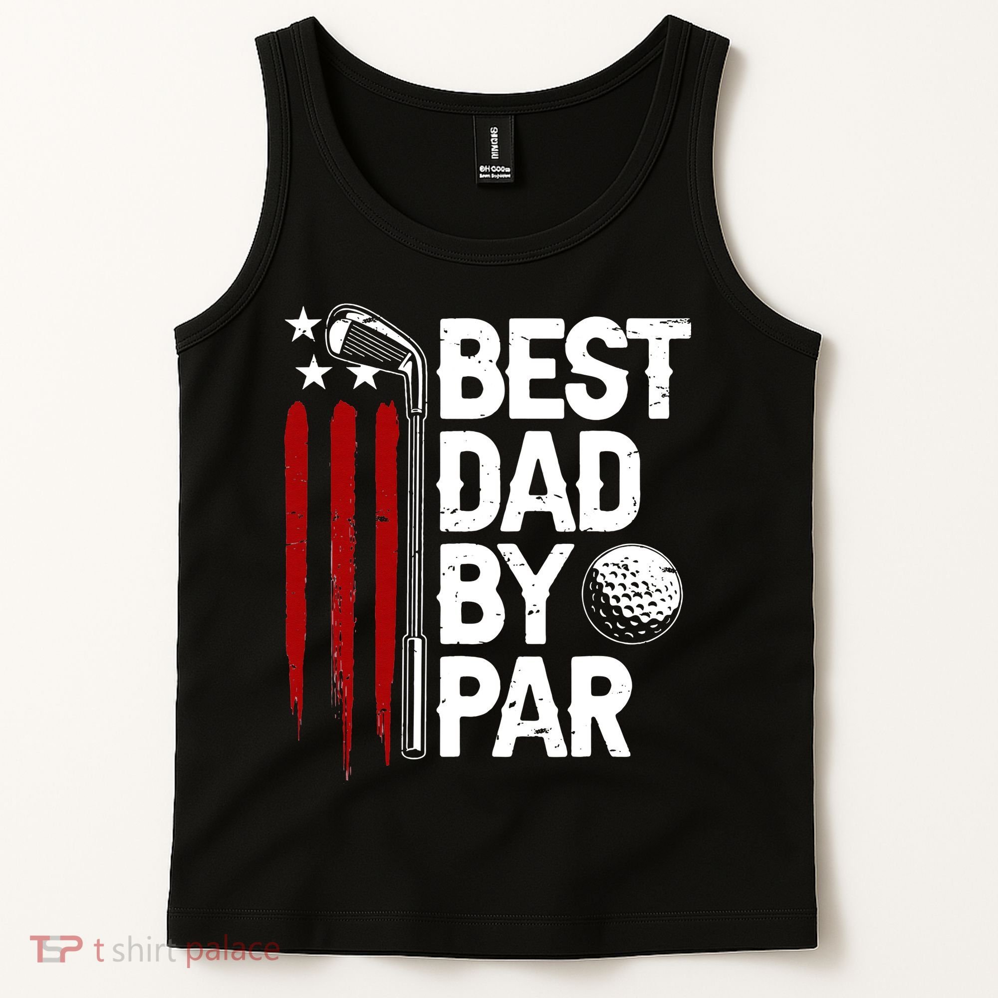 Golf Best Dad By Par Daddy Golfer American Flag Father's Day Tank Top