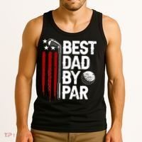 Golf Best Dad By Par Daddy Golfer American Flag Father's Day Tank Top thumb 3