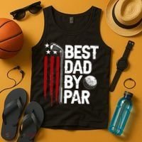 Golf Best Dad By Par Daddy Golfer American Flag Father's Day Tank Top thumb 4