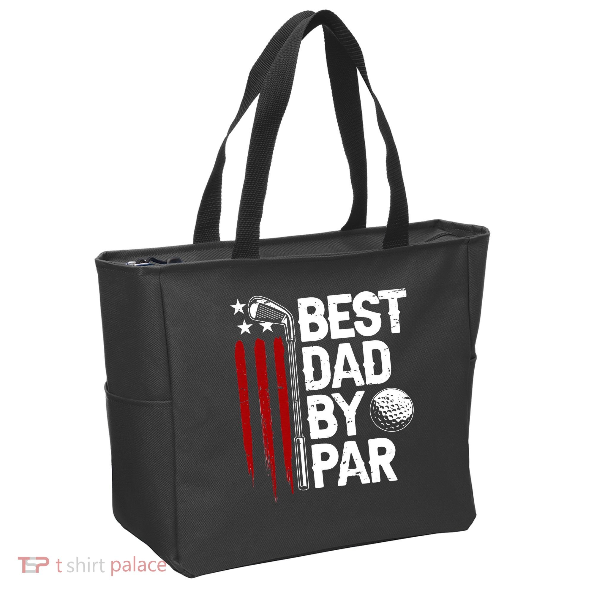 Golf Best Dad By Par Daddy Golfer American Flag Father's Day Tote Bag