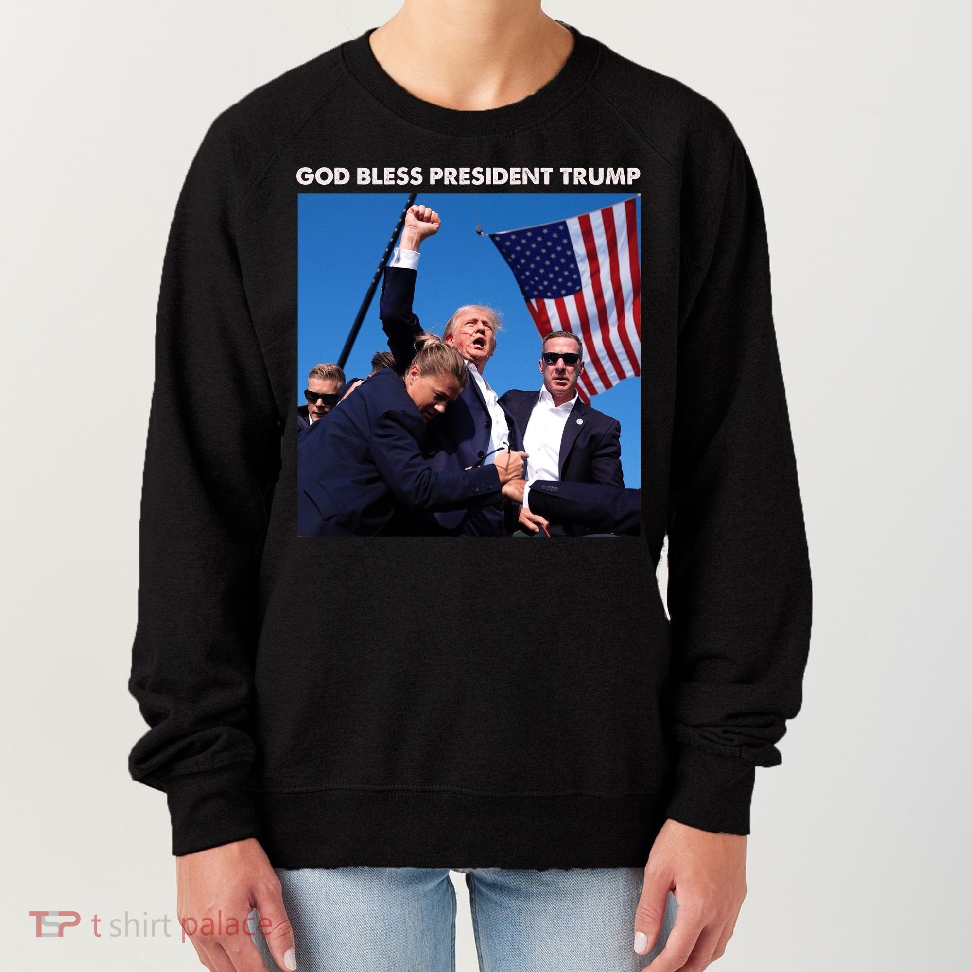 God Bless Donald Trump Survived Shot At Election Rally Women's Sweatshirt