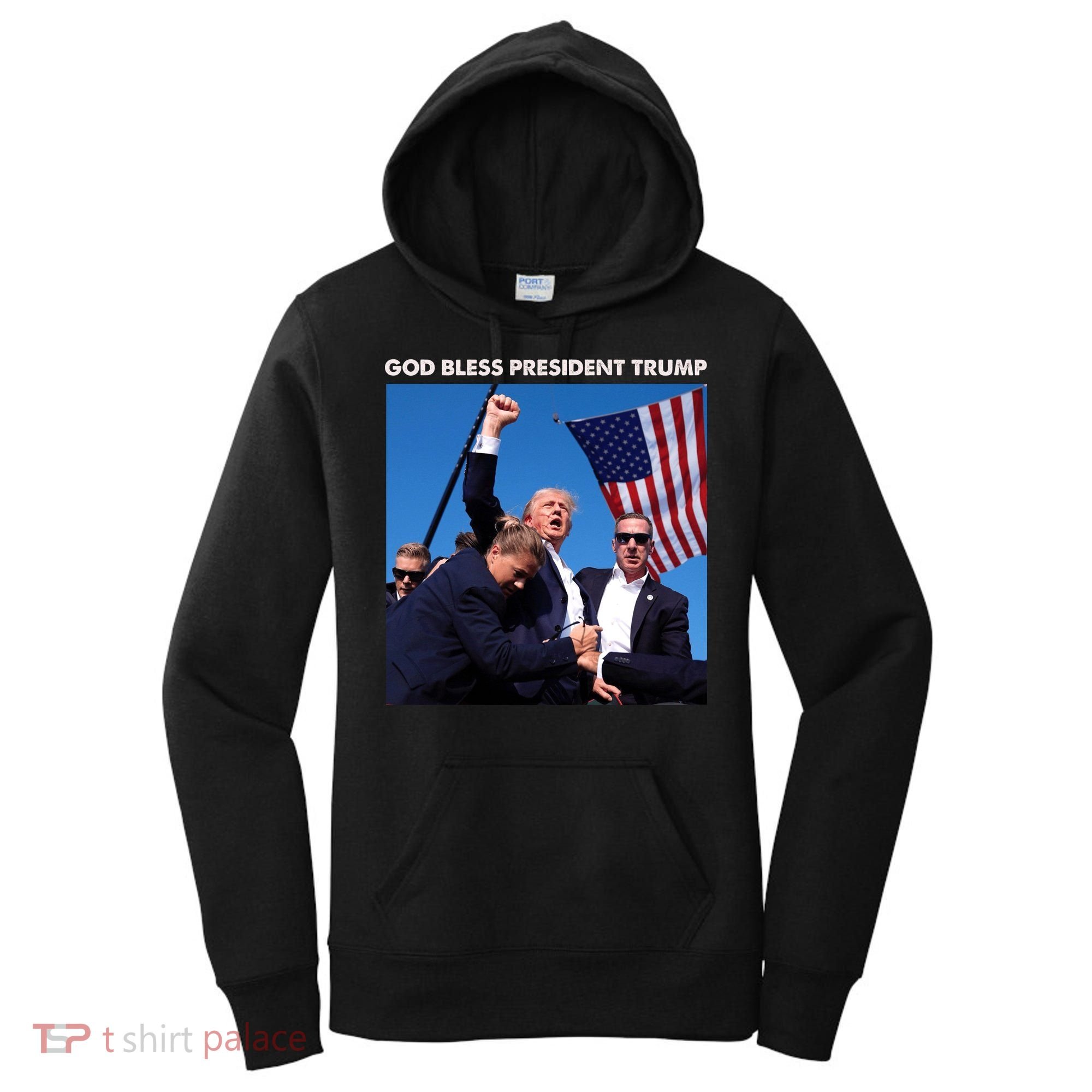 God Bless Donald Trump Survived Shot At Election Rally Women's Hoodie
