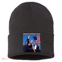 God Bless Donald Trump Survived Shot At Election Rally Sustainable Knit Beanie thumb 0