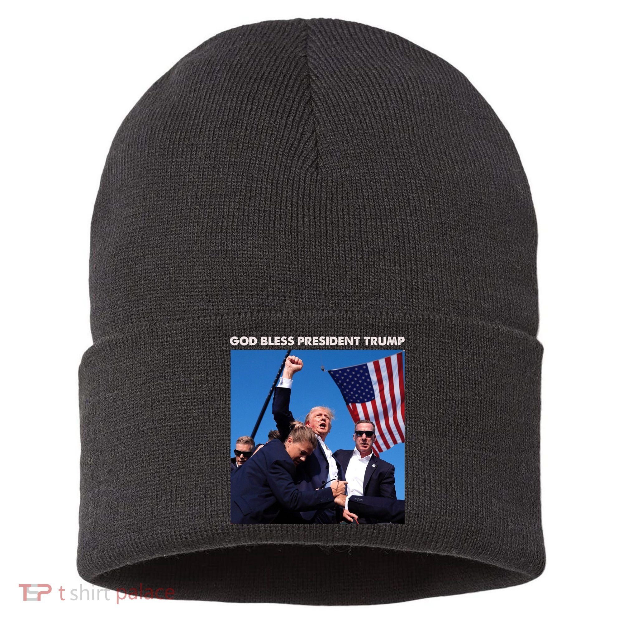 God Bless Donald Trump Survived Shot At Election Rally Sustainable Knit Beanie