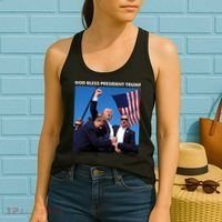 God Bless Donald Trump Survived Shot At Election Rally Women's Tank Top thumb 2