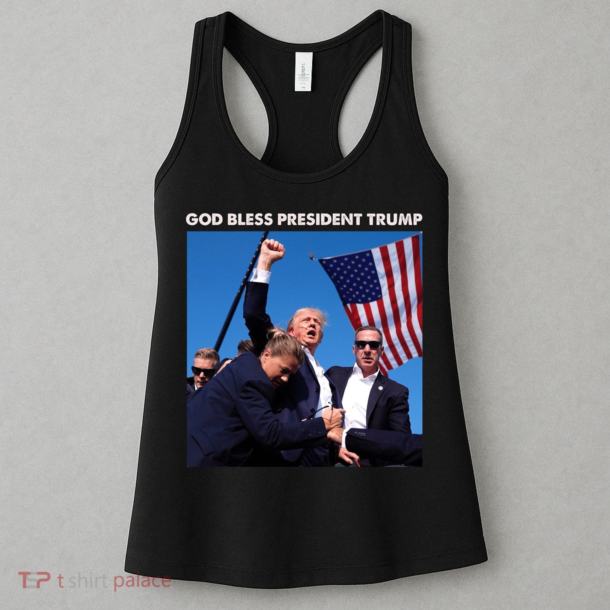 God Bless Donald Trump Survived Shot At Election Rally Women's Tank Top