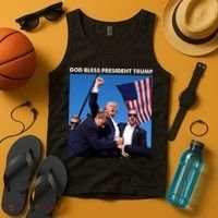 God Bless Donald Trump Survived Shot At Election Rally Tank Top thumb 4