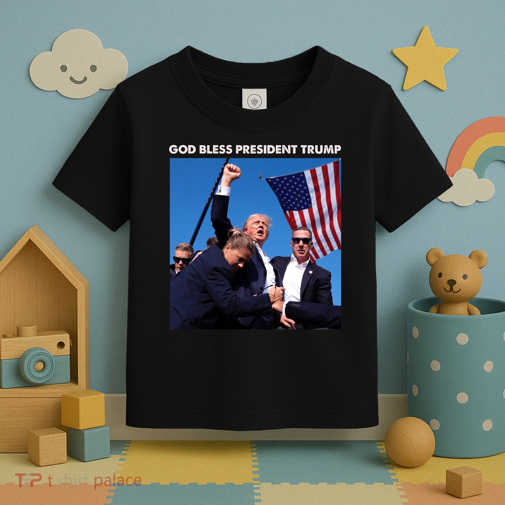 God Bless Donald Trump Survived Shot At Election Rally Toddler T-Shirt