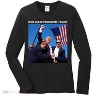 God Bless Donald Trump Survived Shot At Election Rally Women's Long Sleeve Shirt thumb 0