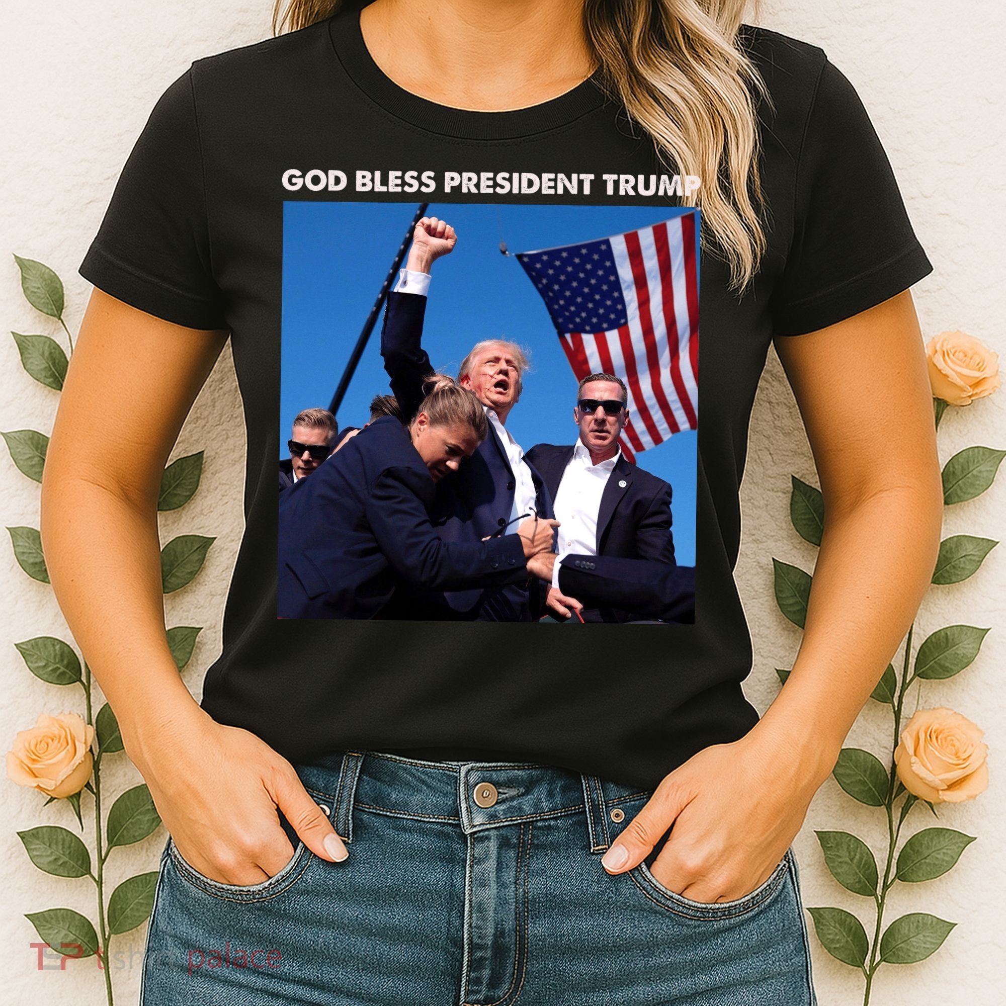 God Bless Donald Trump Survived Shot At Election Rally Women's T-Shirt
