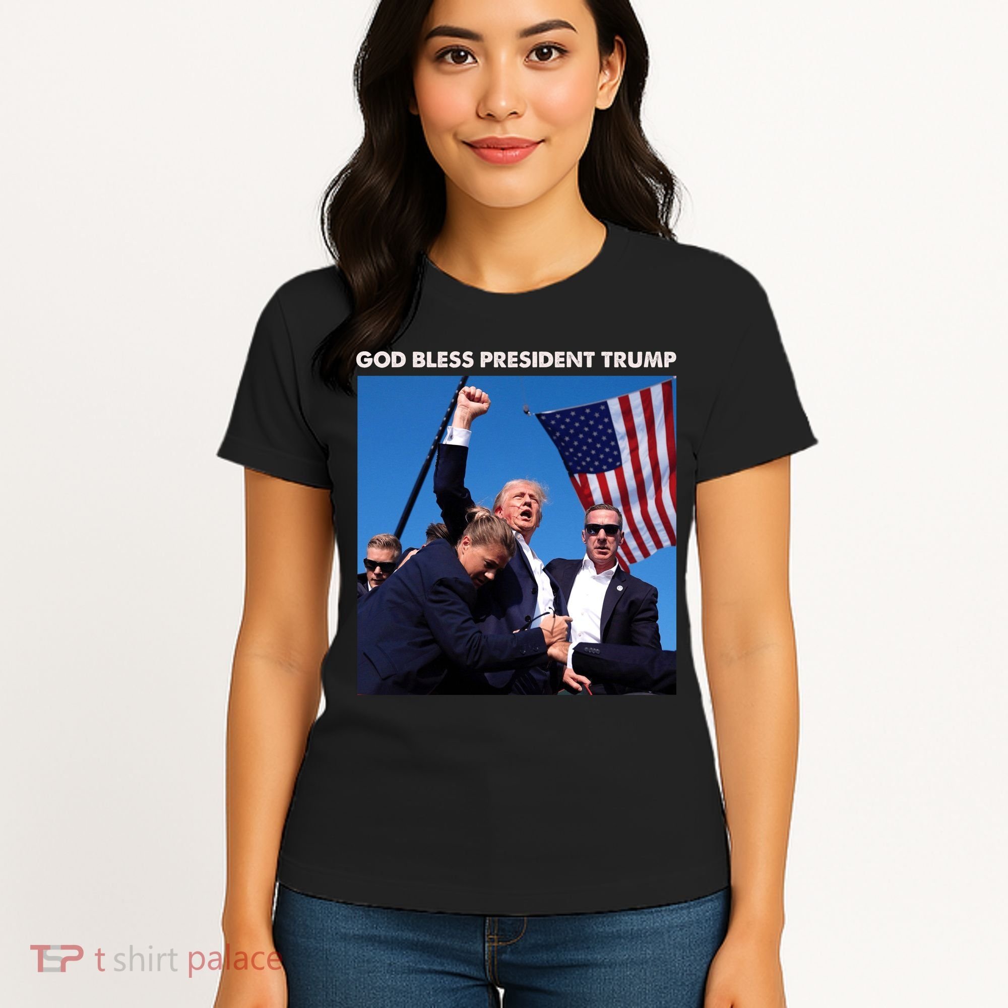 God Bless Donald Trump Survived Shot At Election Rally Women's T-Shirt