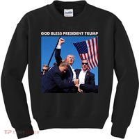 God Bless Donald Trump Survived Shot At Election Rally Kids Sweatshirt thumb 0