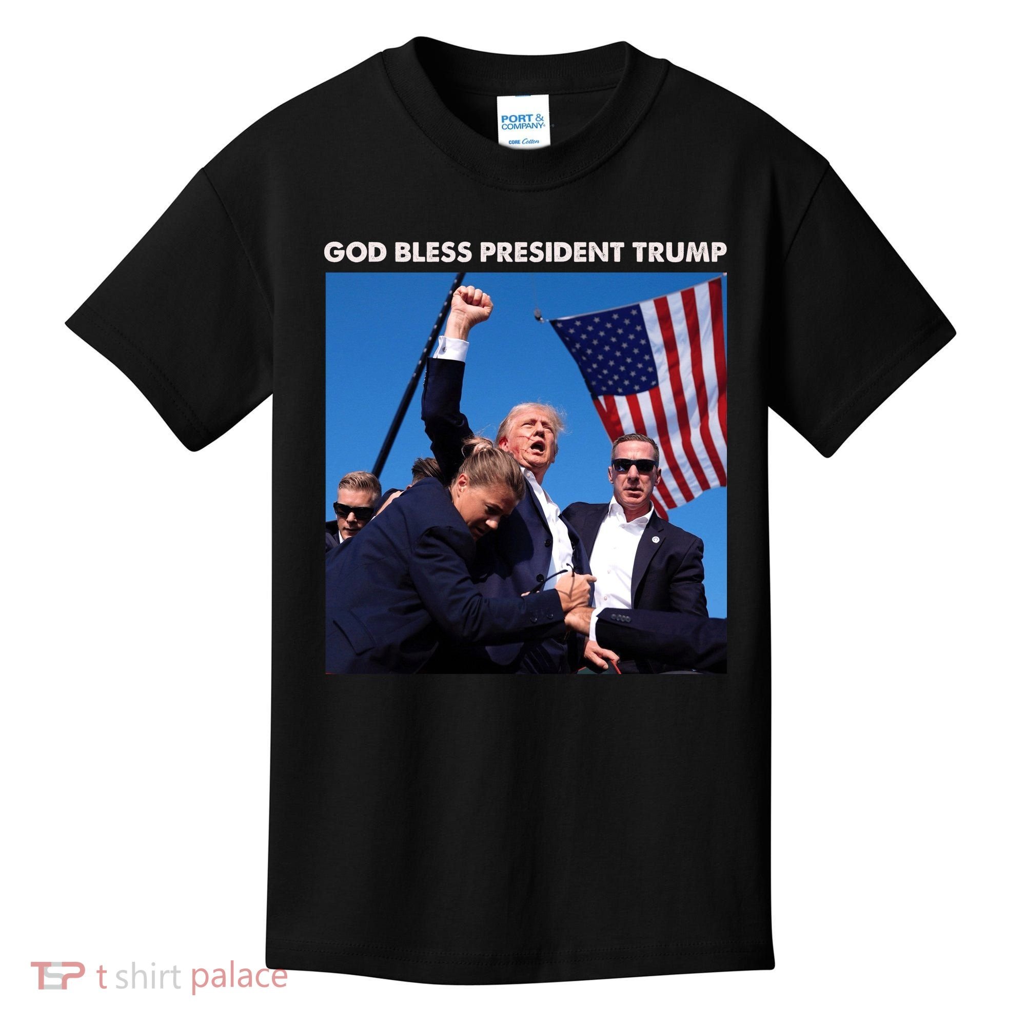 God Bless Donald Trump Survived Shot At Election Rally Kids T-Shirt