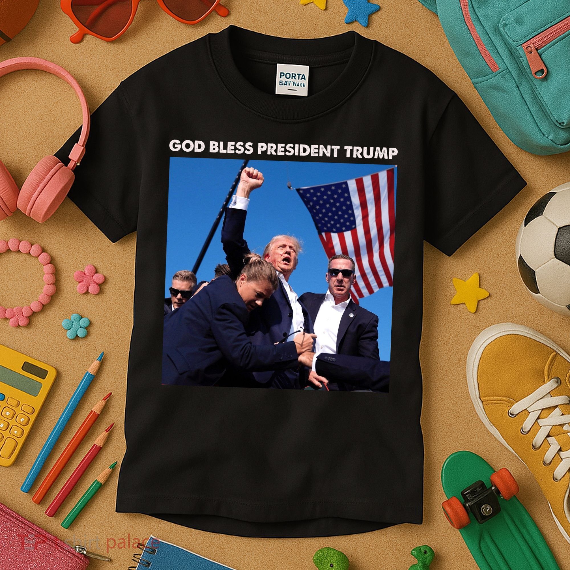 God Bless Donald Trump Survived Shot At Election Rally Kids T-Shirt