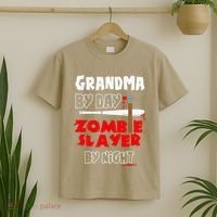 Grandma By Day Zombie Slayer By Night Halloween Costume T-Shirt thumb 2