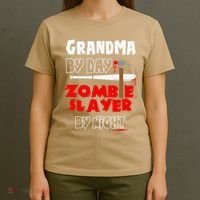 Grandma By Day Zombie Slayer By Night Halloween Costume T-Shirt thumb 4