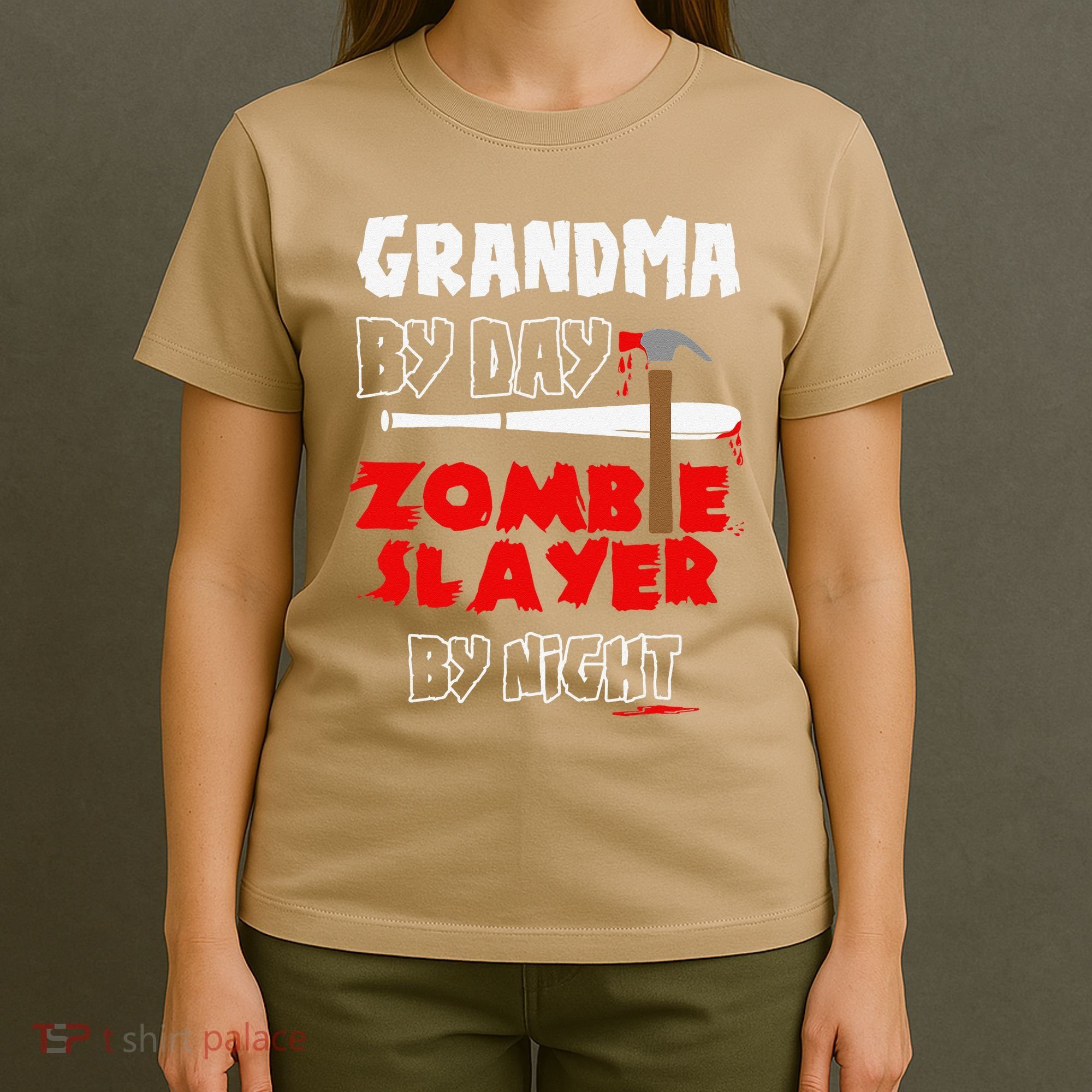 Grandma By Day Zombie Slayer By Night Halloween Costume T-Shirt
