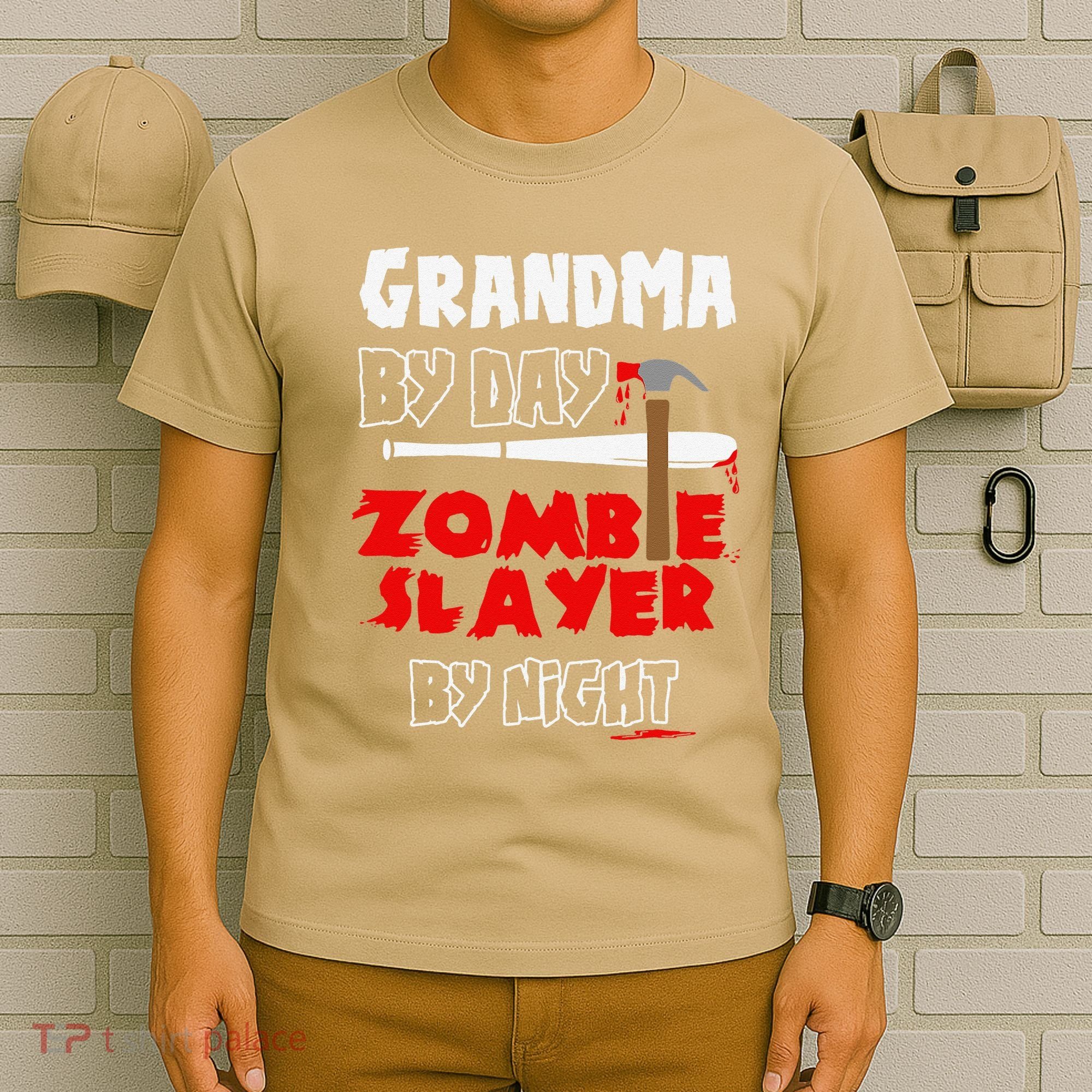 Grandma By Day Zombie Slayer By Night Halloween Costume T-Shirt