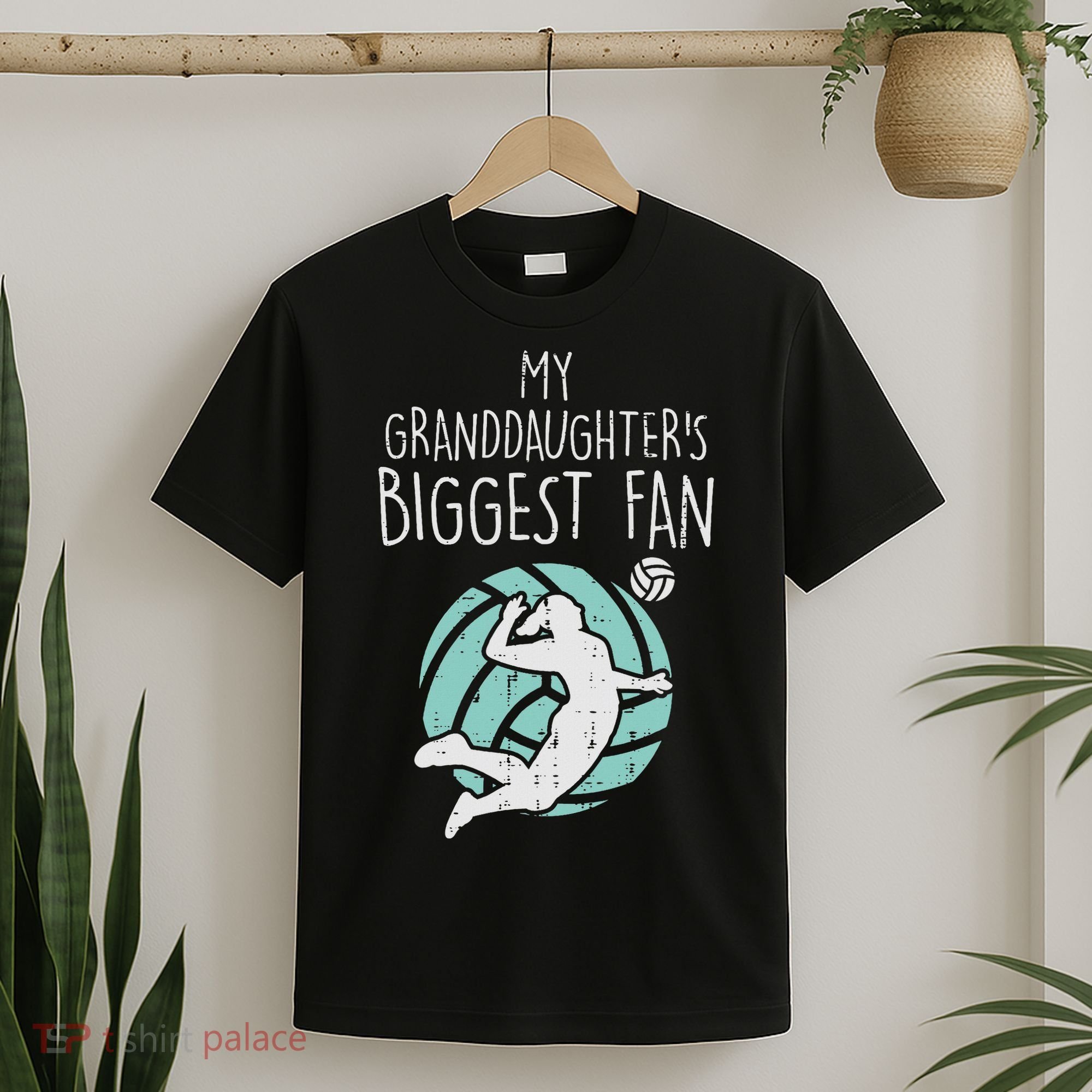 Granddaughters Biggest Fan Volleyball Family Grandma Grandpa T-Shirt
