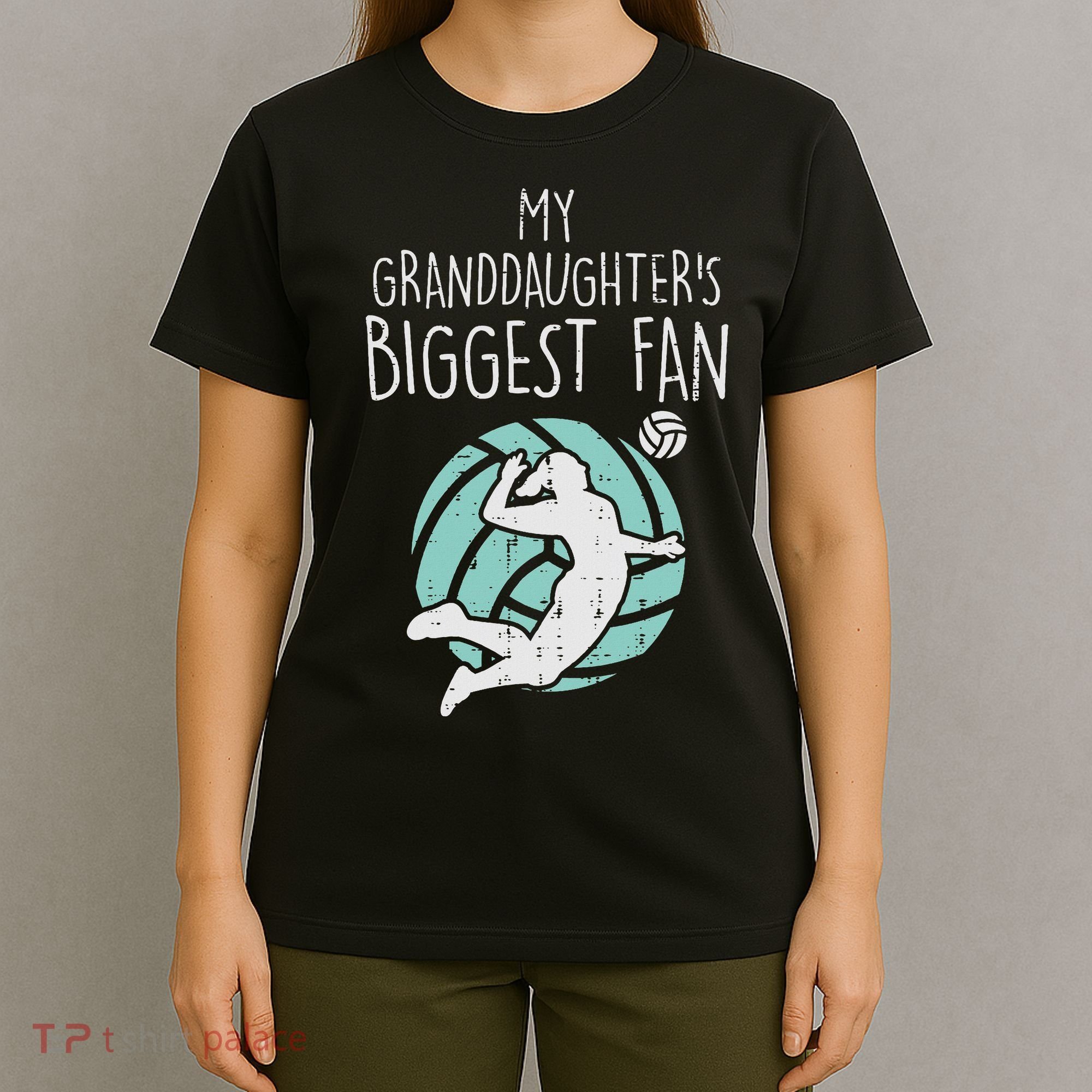 Granddaughters Biggest Fan Volleyball Family Grandma Grandpa T-Shirt