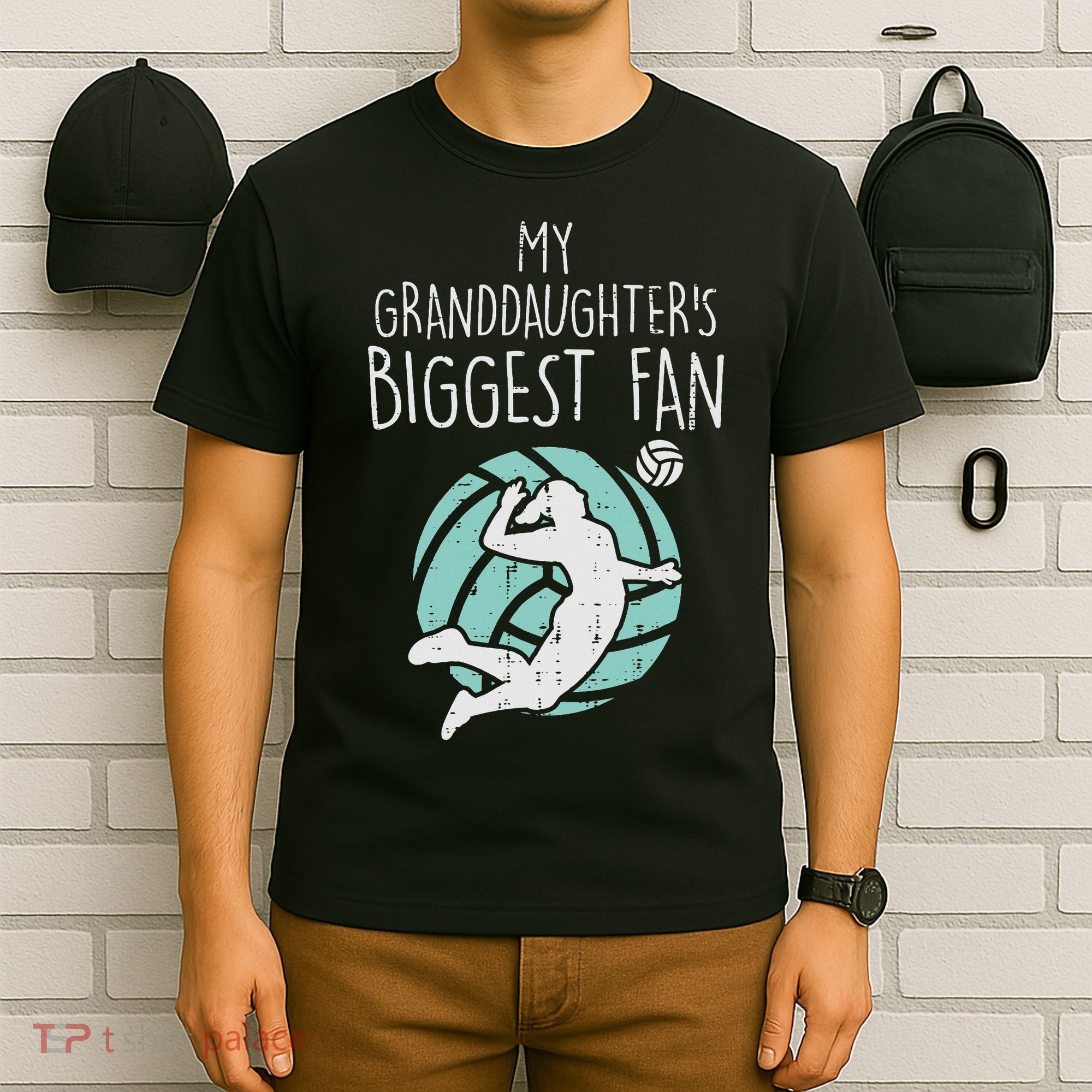 Granddaughters Biggest Fan Volleyball Family Grandma Grandpa T-Shirt