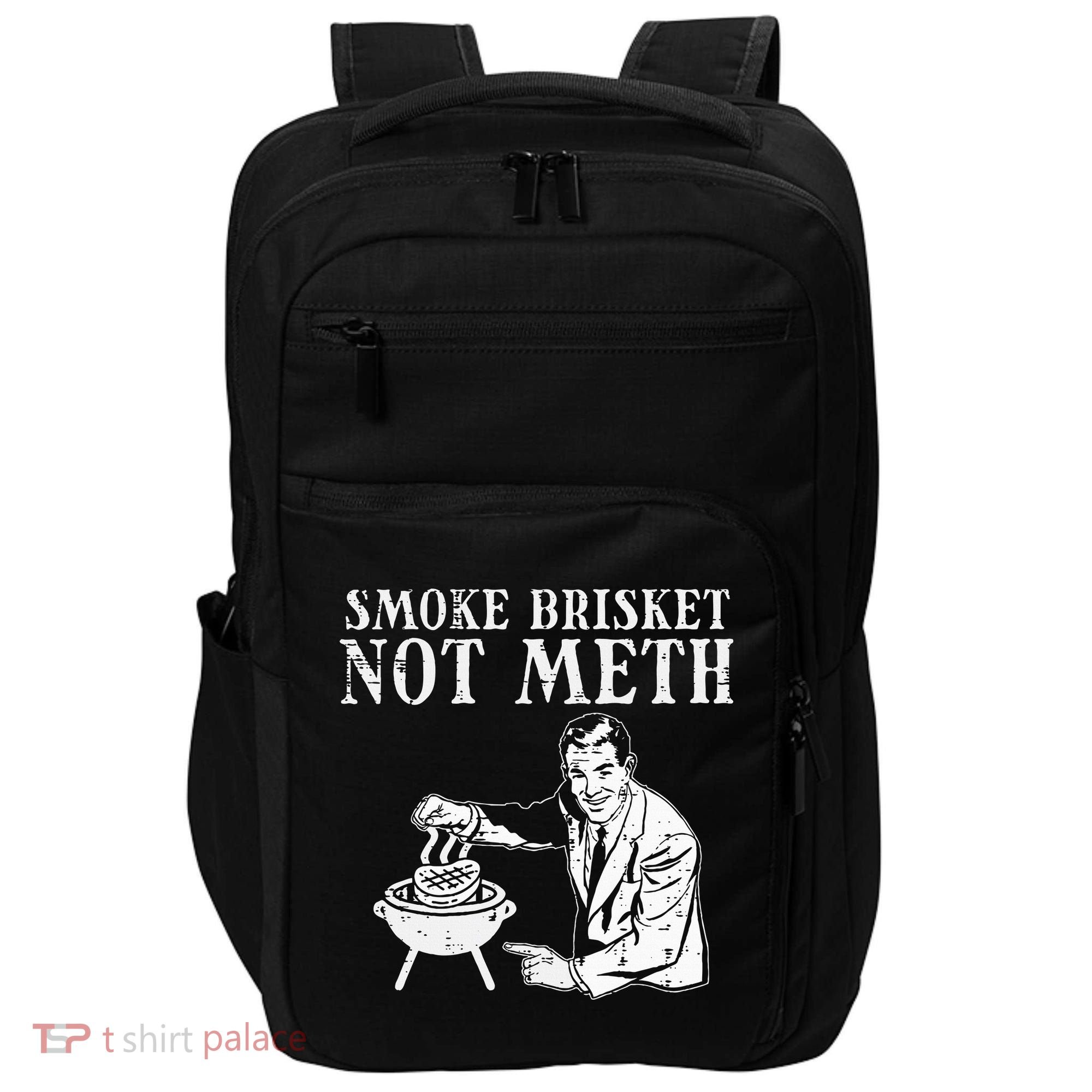 Grill Brisket Fun Bbq Barbecue Meat Grilling Master Dad Impact Tech Backpack
