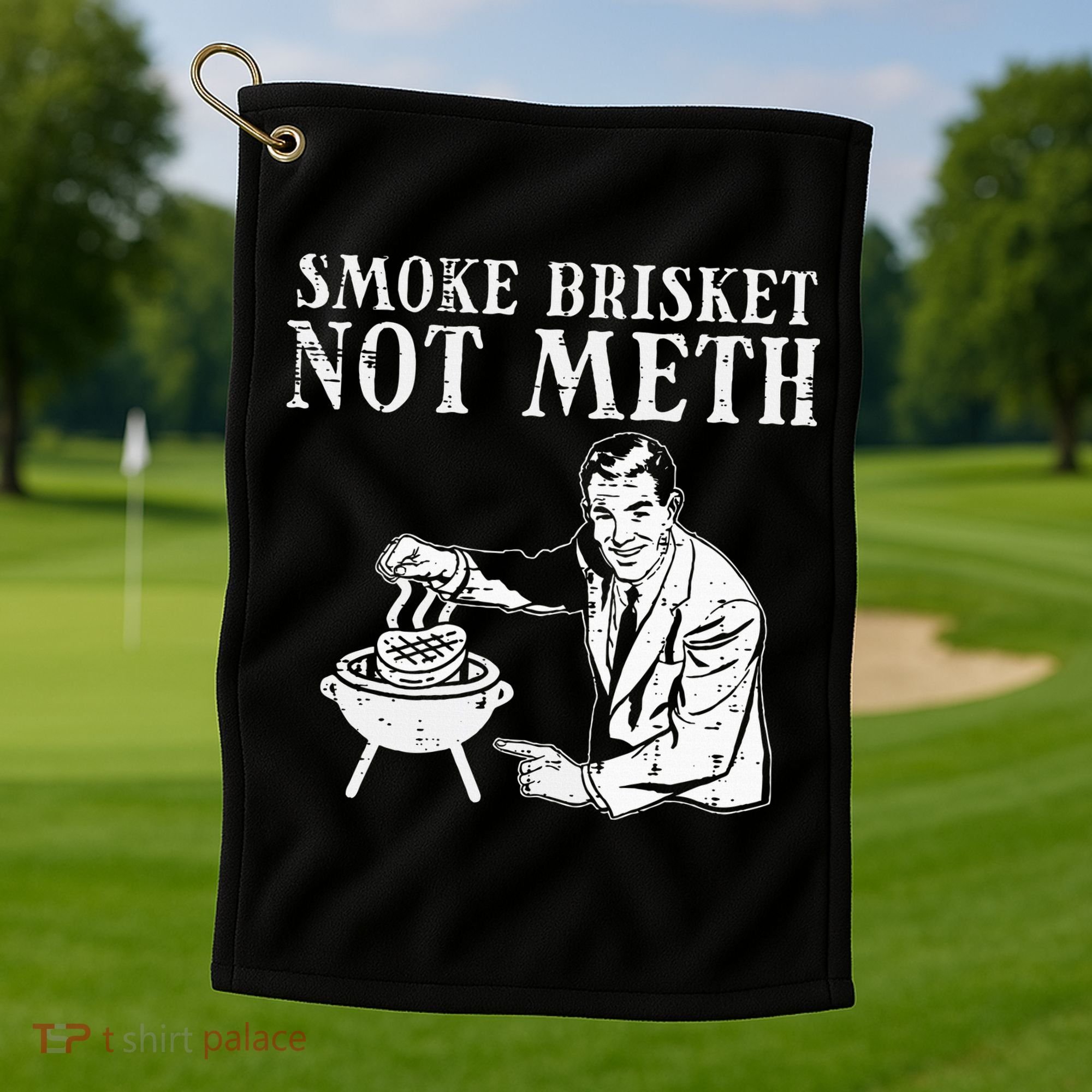 Grill Brisket Fun Bbq Barbecue Meat Grilling Master Dad Golf Towel