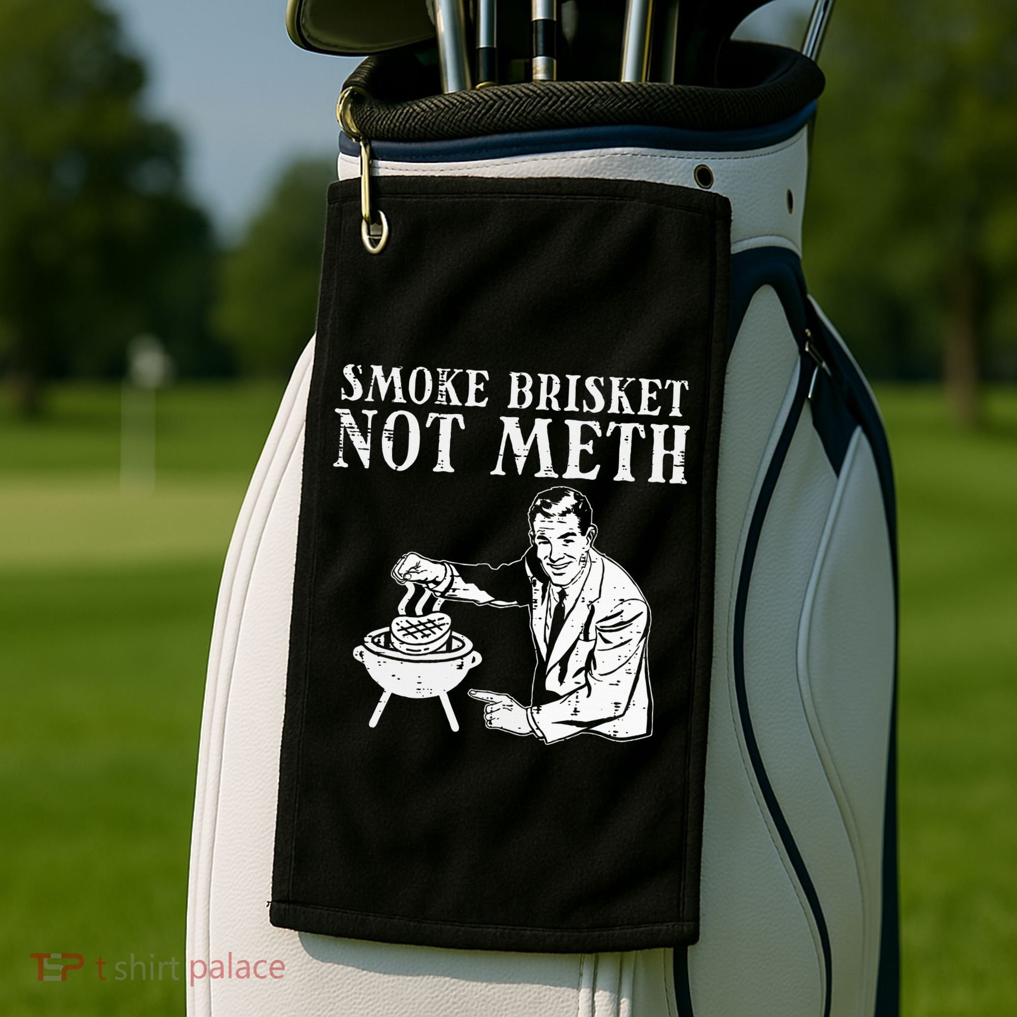 Grill Brisket Fun Bbq Barbecue Meat Grilling Master Dad Golf Towel