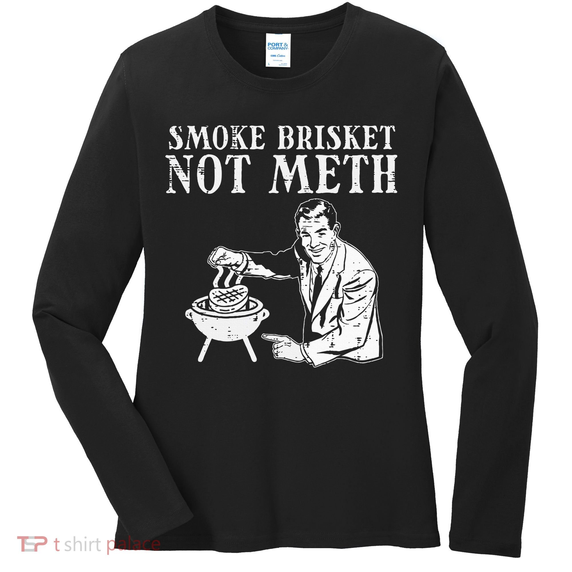 Grill Brisket Fun Bbq Barbecue Meat Grilling Master Dad Women's Long Sleeve Shirt