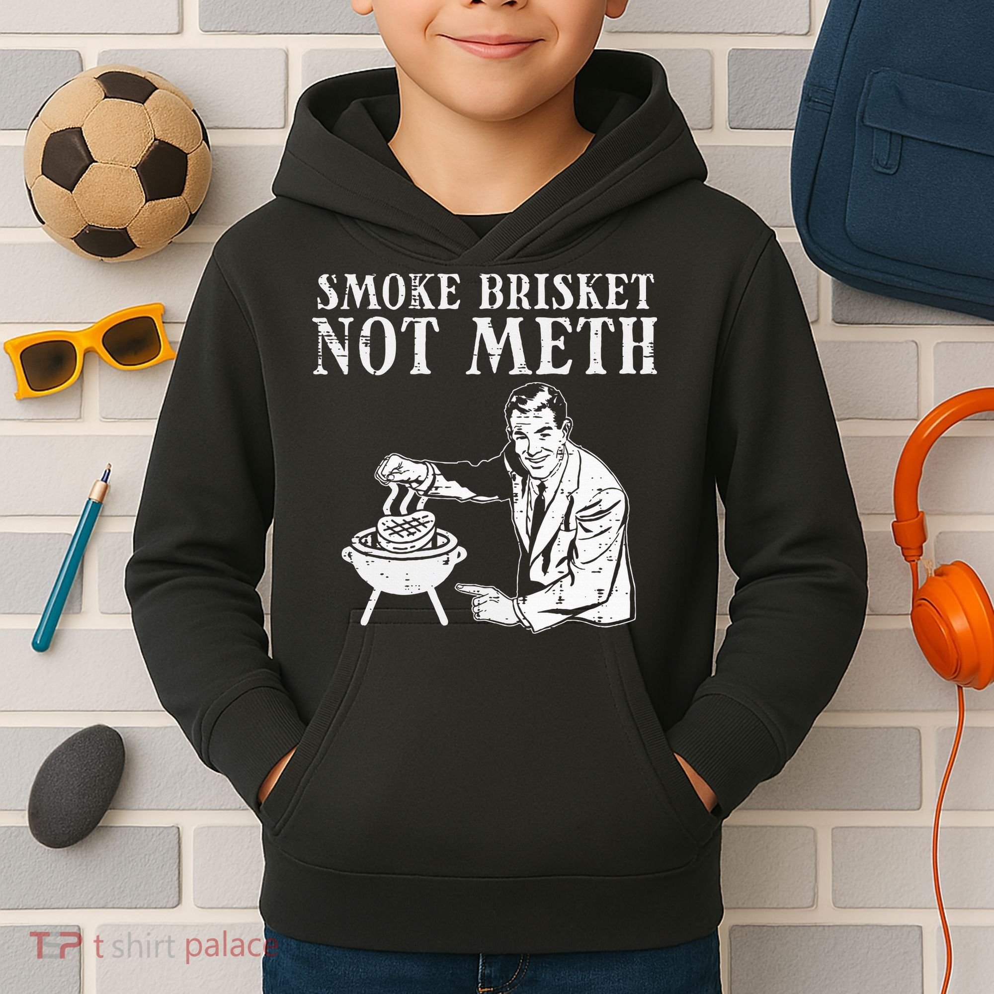 Grill Brisket Fun Bbq Barbecue Meat Grilling Master Dad Kids Hoodie