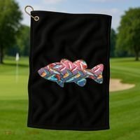 Go Base Fish Fishing Lures Pattern Golf Towel thumb 1