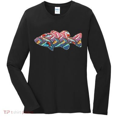 Go Base Fish Fishing Lures Pattern Women's Long Sleeve Shirt